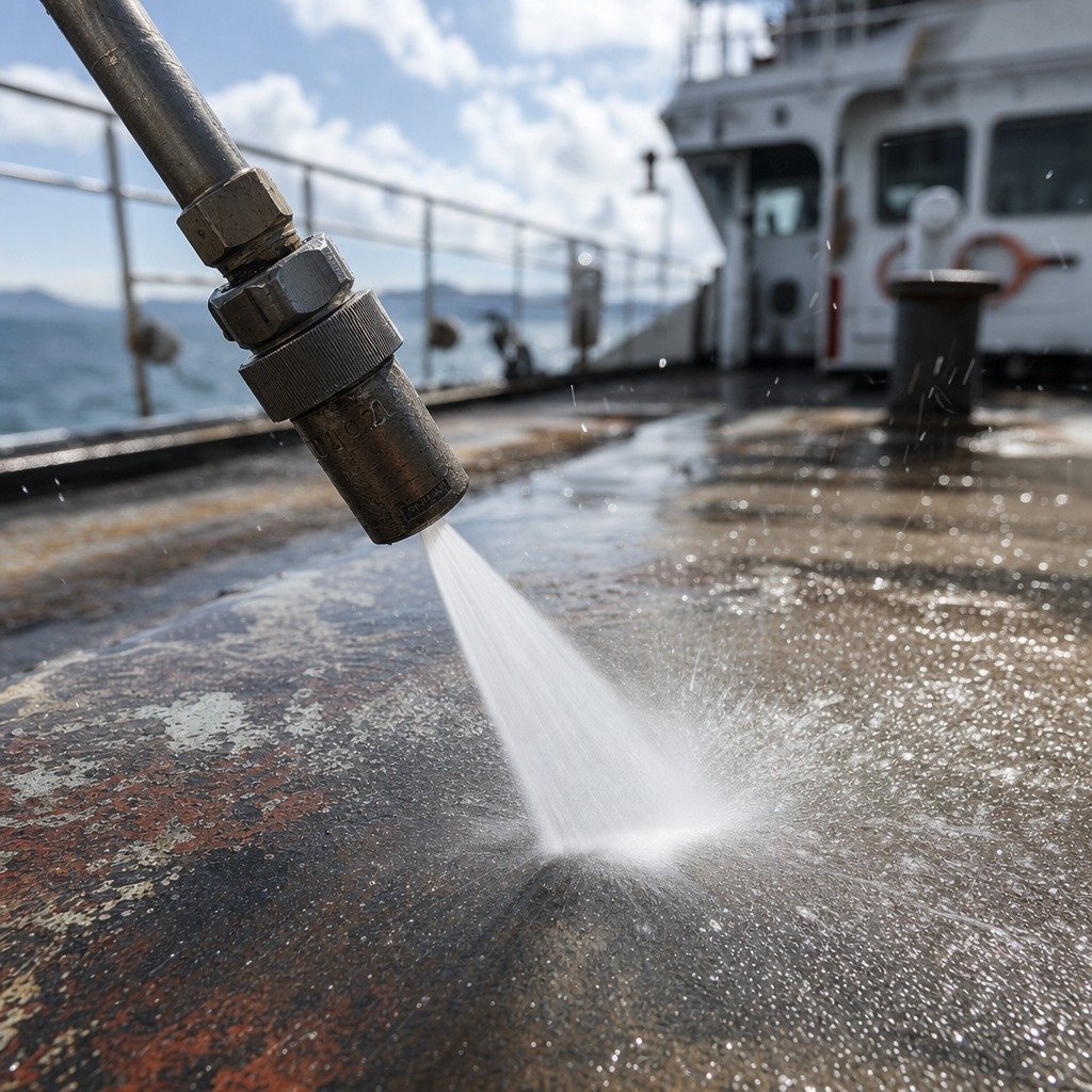 Heavy-duty high pressure washer in marine cleaning